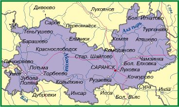Карта Мордовии